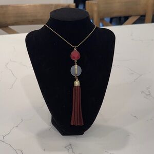 LOFT gold pendant tassel necklace